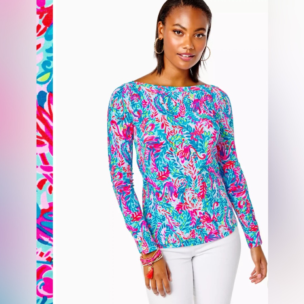 Lilly Pulitzer® Aleah Top-Surf Blue Flim Flam -Size XL-BNWT